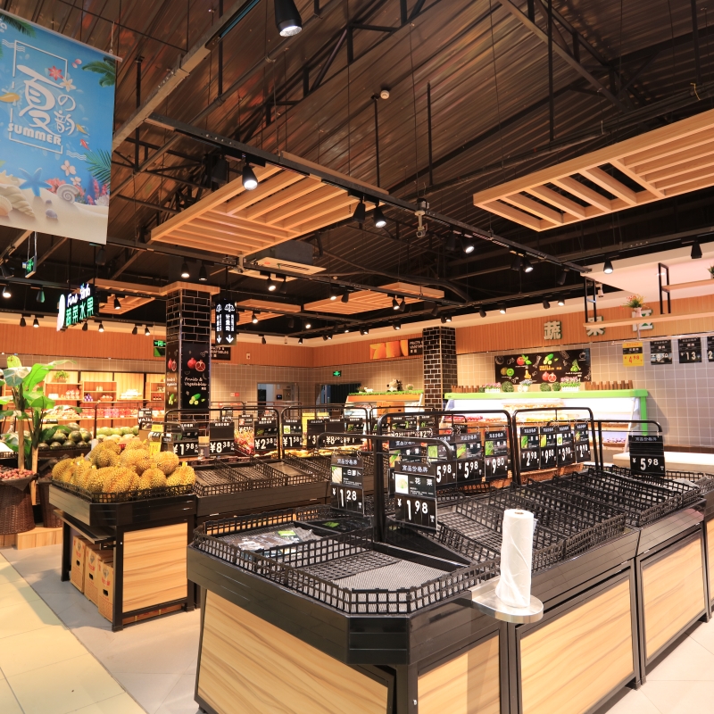 Supermarket fruit and vegetable display racks