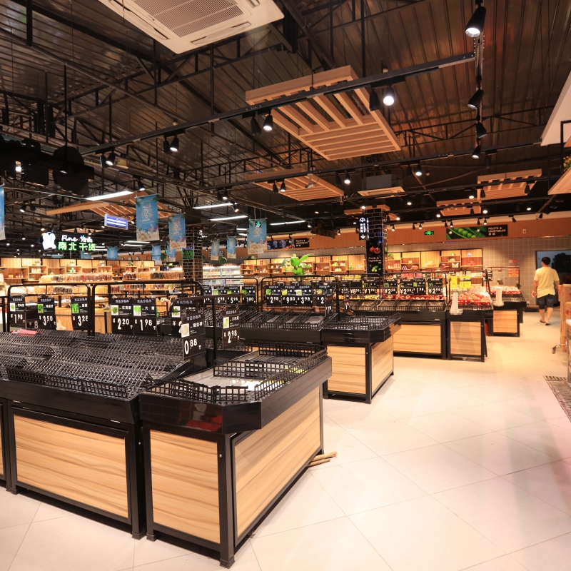 Supermarket fruit and vegetable display racks