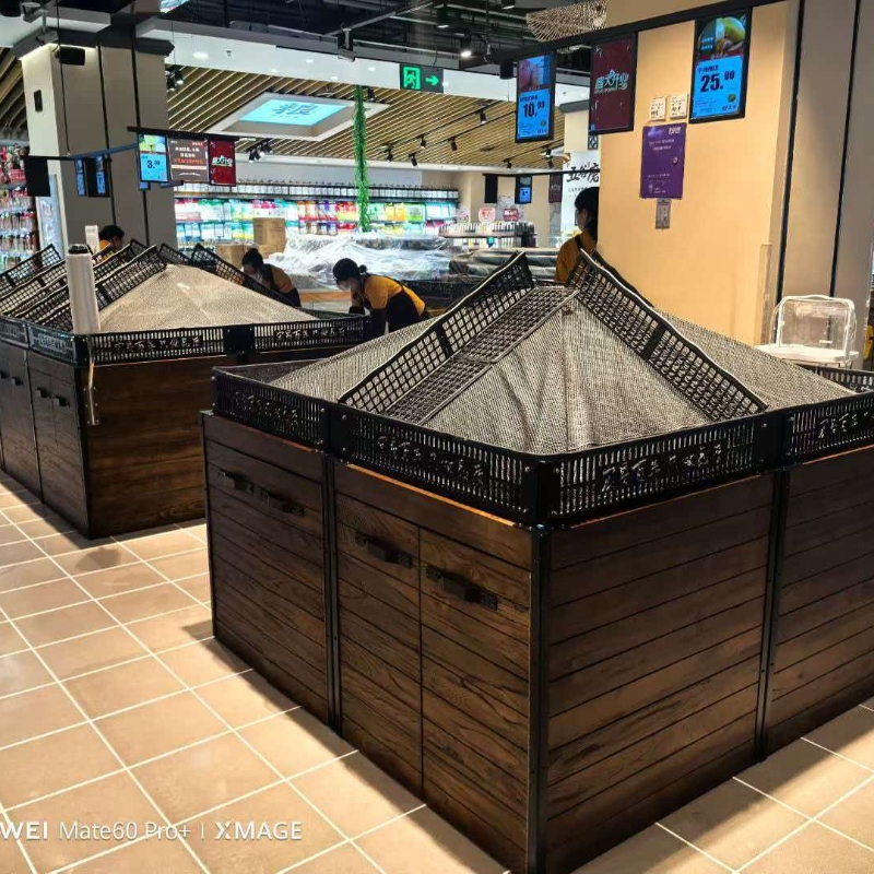 Supermarket fruit and vegetable display racks